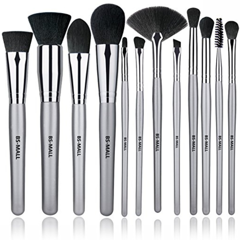 12 PCS Makeup Brush Set Premium Synthetic Silver